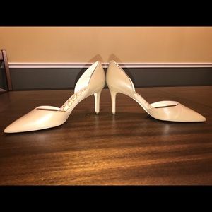 Nude color leather heels